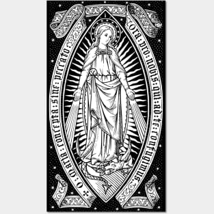 Virgin Mary Catholic Vintage Engraving Posters and Art